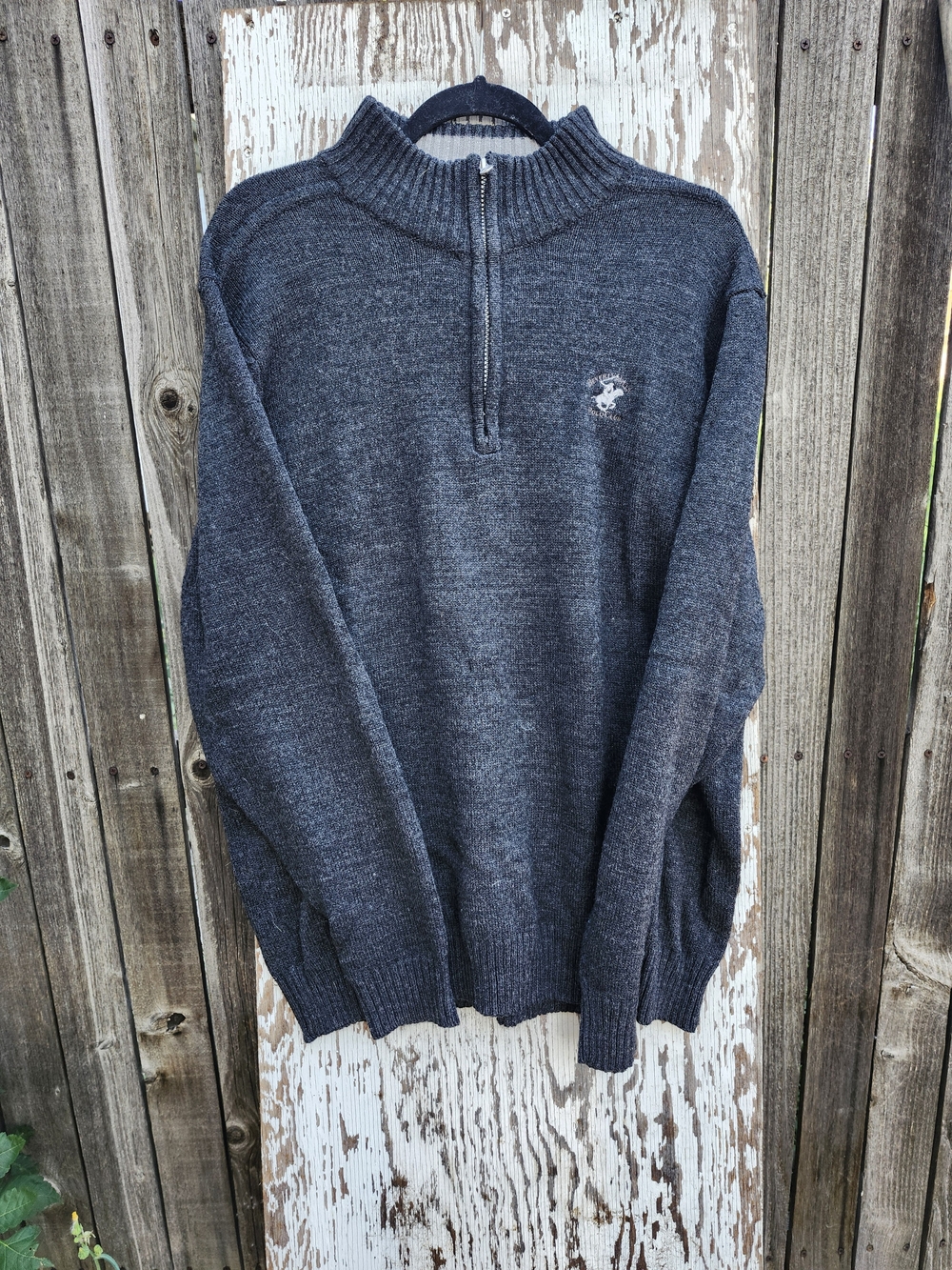 Beverly Hills Polo Club Charcoal Zip-Neck Sweater
